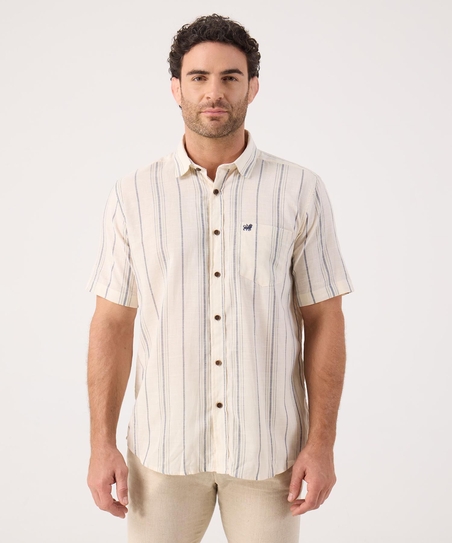 Camisa A Rayas Con Bolsillo 